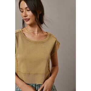 Anthropologie Pilcro Cut-off Sweatshirt Top Brown Tan XL Sleeveless